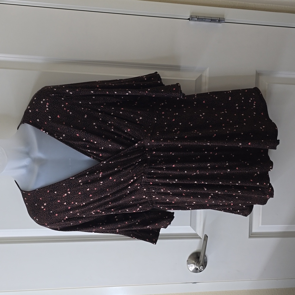 Torrid size‎ 2X babydoll shirt Brown with pink hearts